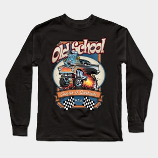 Vintage Old School Gassers and Gearheads Car Cartoon Illustration Long Sleeve T-Shirt